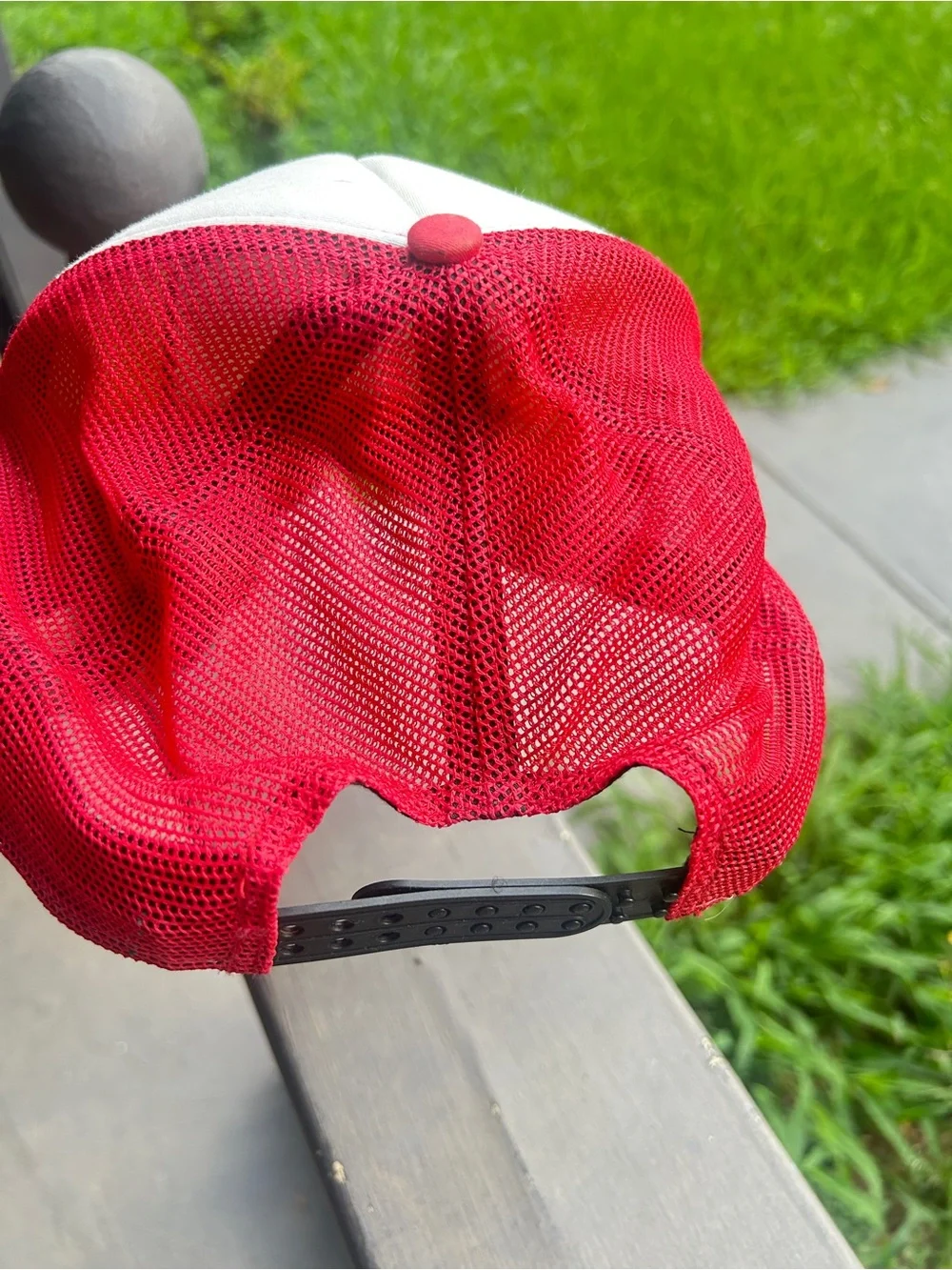 Bass Pro Shops Cream and Red Patch Trucker Hat